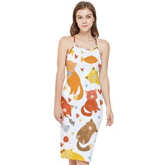 Seamless Pattern With Kittens White Background Bodycon Cross Back Summer Dress by uniart180623