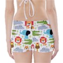 Seamless-pattern-vector-with-animals-cartoon Boyleg Bikini Wrap Bottoms View2