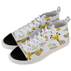 Vector-pattern-with-cute-giraffe-cartoon Men s Mid-top Canvas Sneakers by uniart180623