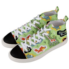 Seamless-pattern-with-wildlife-animals-cartoon Men s Mid-top Canvas Sneakers by uniart180623