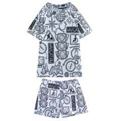 Navigation-seamless-pattern Kids  Swim Tee And Shorts Set by uniart180623
