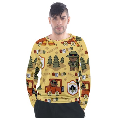 Seamless-pattern-funny-ranger-cartoon Men s Long Sleeve Raglan Tee by uniart180623
