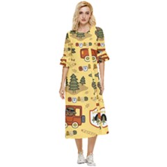Seamless-pattern-funny-ranger-cartoon Double Cuff Midi Dress by uniart180623
