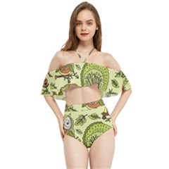 Seamless-pattern-with-trees-owls Halter Flowy Bikini Set  by uniart180623