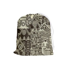 Four-hand-drawn-city-patterns Drawstring Pouch (large) by uniart180623