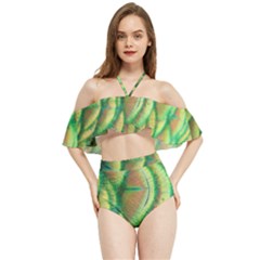 Beautiful-peacock Halter Flowy Bikini Set  by uniart180623