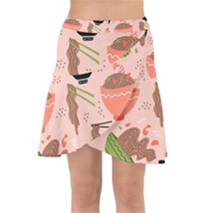Japanese Street Food  Soba Noodle In Bowls Wrap Front Skirt by uniart180623