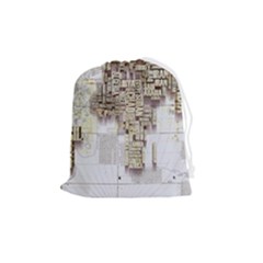 3d Typography World Map Drawstring Pouch (medium) by uniart180623