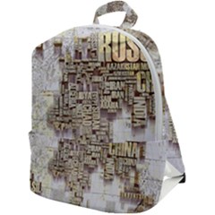 3d Typography World Map Zip Up Backpack by uniart180623
