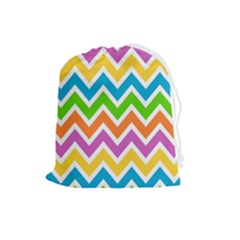 Chevron-pattern-design-texture Drawstring Pouch (large) by uniart180623