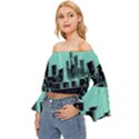 Buildings City Urban Destruction Background Off Shoulder Flutter Bell Sleeve Top View2