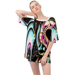 Garden Flower Nature Digital Art Abstract Oversized Chiffon Top by uniart180623