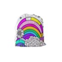 Rainbow Fun Cute Minimal Doodle Drawing Art Drawstring Pouch (Medium) View2