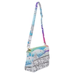 Rainbow Fun Cute Minimal Doodle Drawing Arts Shoulder Bag With Back Zipper by uniart180623