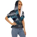 Tsunami Waves Ocean Sea Water Rough Seas Lightweight Drawstring Hooded Top View3