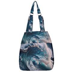 Tsunami Waves Ocean Sea Water Rough Seas Center Zip Backpack by uniart180623