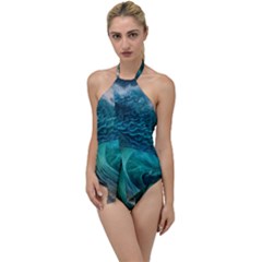Tsunami Waves Ocean Sea Water Rough Seas Go With The Flow One Piece Swimsuit by uniart180623