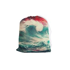 Storm Tsunami Waves Ocean Sea Nautical Nature Painting Drawstring Pouch (medium) by uniart180623
