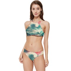 Storm Tsunami Waves Ocean Sea Nautical Nature Painting Banded Triangle Bikini Set by uniart180623