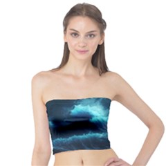 Moonlight High Tide Storm Tsunami Waves Ocean Sea Tube Top by uniart180623