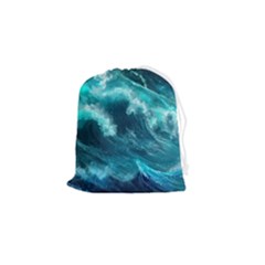 Thunderstorm Tsunami Tidal Wave Ocean Waves Sea Drawstring Pouch (small) by uniart180623