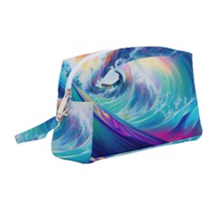 Waves Ocean Sea Tsunami Nautical Nature Water Wristlet Pouch Bag (medium) by uniart180623