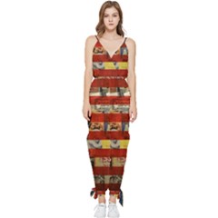 Usa Flag United States Sleeveless Tie Ankle Chiffon Jumpsuit by uniart180623