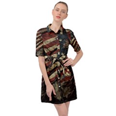 Flag Usa American Flag Belted Shirt Dress by uniart180623