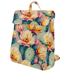 Prickly Pear Cactus Flower Plant Flap Top Backpack by Ravend