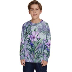 Beautiful Rosemary Floral Pattern Kids  Long Sleeve Jersey by Ravend