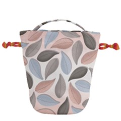 Leaves Pastel Background Nature Drawstring Bucket Bag by Ravend