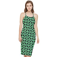 Mazipoodles Green Donuts Polka Dot Bodycon Cross Back Summer Dress by Mazipoodles