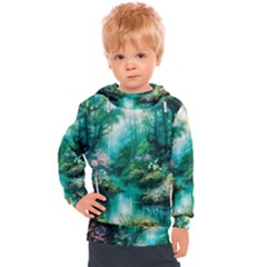 River Stream Flower Nature Kids  Hooded Pullover by Ravend