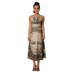 Cyborg Robot Future Drawing Poster Sleeveless Cross Front Cocktail Midi Chiffon Dress by Ravend