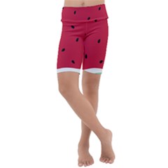 Minimalist Summer Watermelon Wallpaper Kids  Lightweight Velour Cropped Yoga Leggings by Ravend