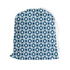 Mazipoodles Dusty Duck Egg Blue White Donuts Polka Dot Drawstring Pouch (2xl) by Mazipoodles