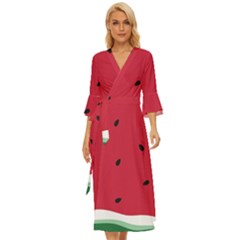 Minimalist Summer Watermelon Wallpaper Midsummer Wrap Dress by Ravend