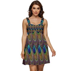 Peacock-feathers-bird-plumage Ruffle Strap Babydoll Chiffon Dress by Ravend
