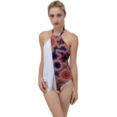 Authentic Aboriginal Art - Pathways Hogarth Arts Go With The Flow One Piece Swimsuit by hogartharts