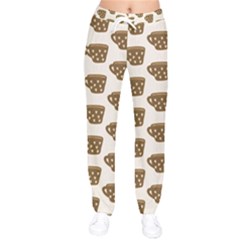 Cozy Coffee Cup Women Velvet Drawstring Pants by ConteMonfrey