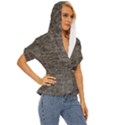 Gray digital fabric Vintage Lightweight Drawstring Hooded Top View3
