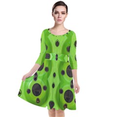 Abstract Geometric Modern Pattern Quarter Sleeve Waist Band Dress by dflcprintsclothing
