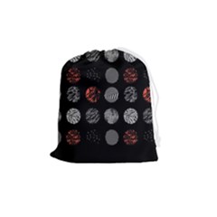 Black And Multicolored Polka Dot Artwork Digital Art Drawstring Pouch (medium) by uniart180623