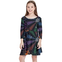 Zodiac Geek Kids  Quarter Sleeve Skater Dress by uniart180623