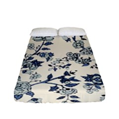 Vintage Background Blue Roses Rose Pattern Retro Fitted Sheet (full/ Double Size) by uniart180623