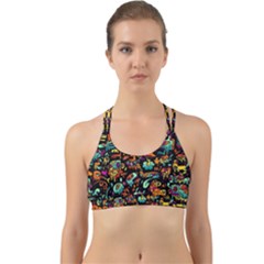 Cartoon Monster Pattern Abstract Background Back Web Sports Bra by uniart180623