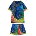 Colorful Digital Art Fractal Design Kids  Swim Tee and Shorts Set View1