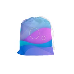 Colorful Blue Purple Wave Drawstring Pouch (medium) by uniart180623
