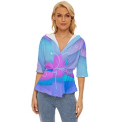 Colorful Blue Purple Wave Lightweight Drawstring Hooded Top by uniart180623