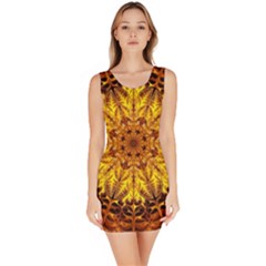 Abstract Gold Mandala Yellow Bodycon Dress by uniart180623